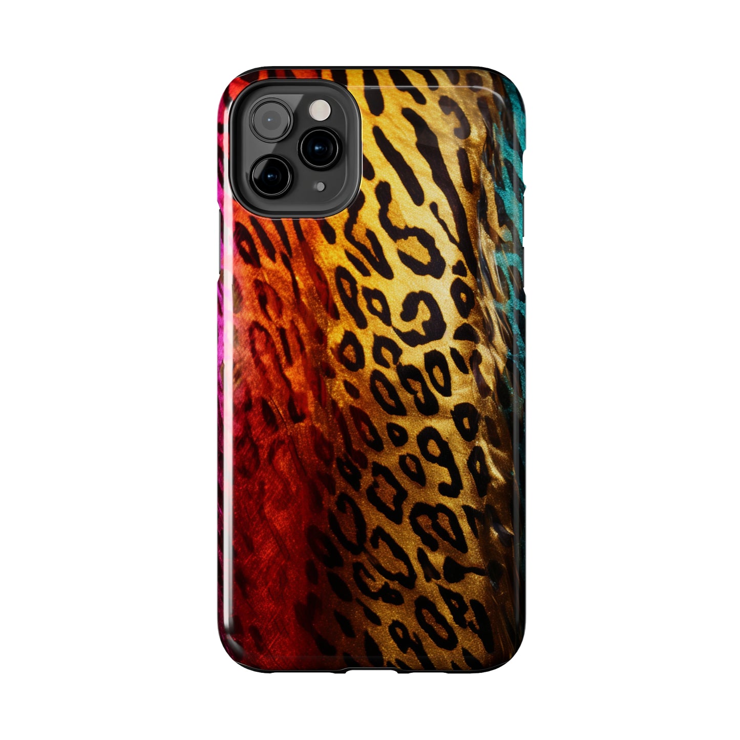 Kaleidoscopic Wild: Psychedelic Rainbow Leopard Print | Dazzling iPhone Case