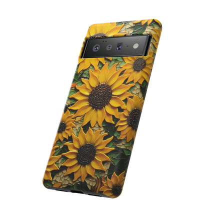 Sunflower Floral Color Explosion Mosaic Glass