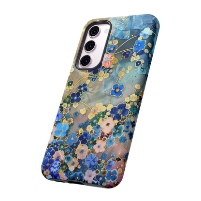 Forget Me Nots Gold Color Splash Floral Design Phone Case