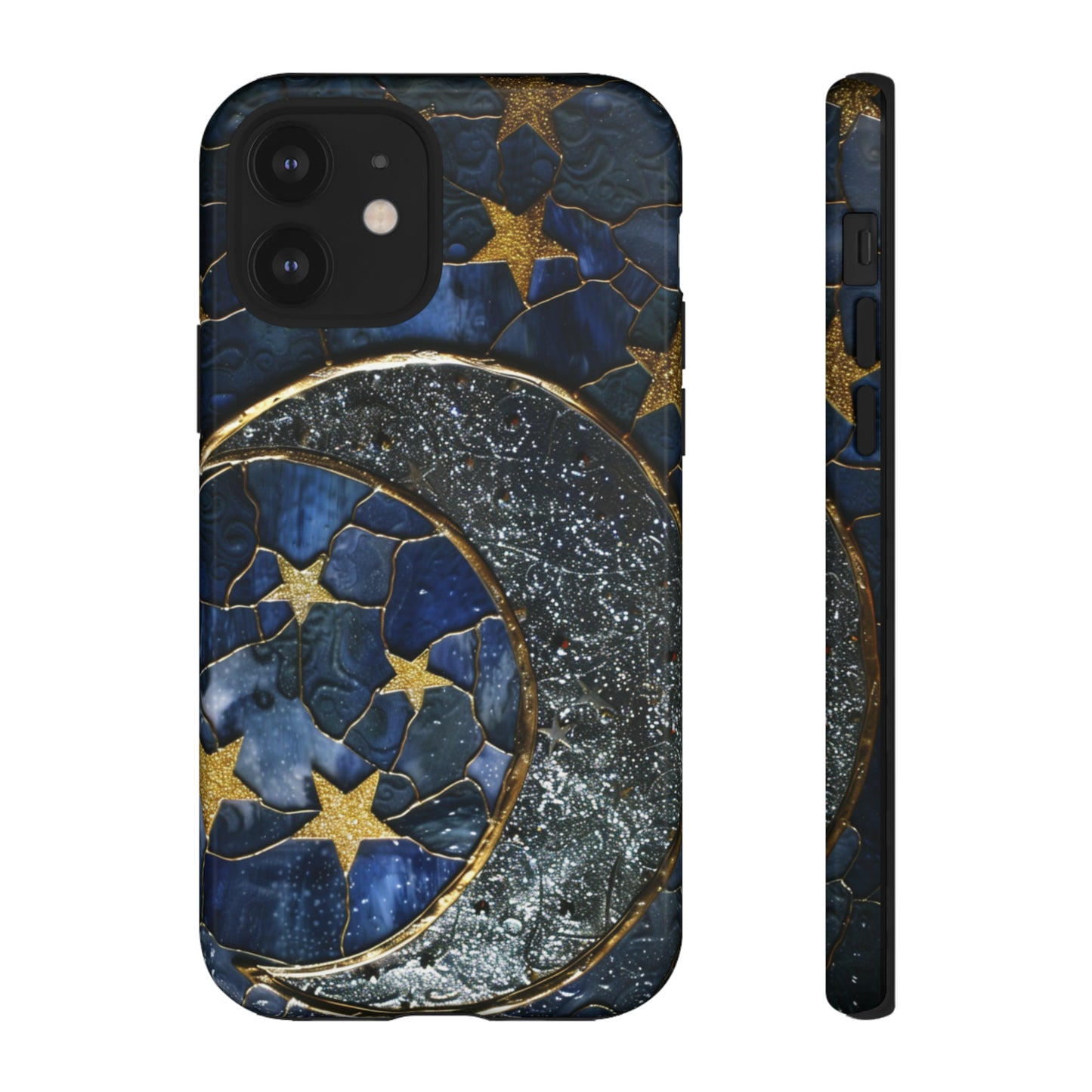 Moon Stars Stained Glass Starry Night Phone Case