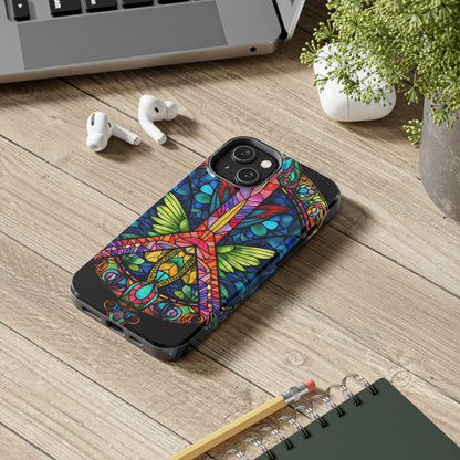 Peace Stained Glass Tough iPhone Case | Trippy Psychedelic Art Flowers Floral Aesthetic Retro iPhone 14 Plus 13 12 7 8 Se Trendy Hippie Boho