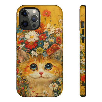 Cute Cat in Floral Garden Phone Case