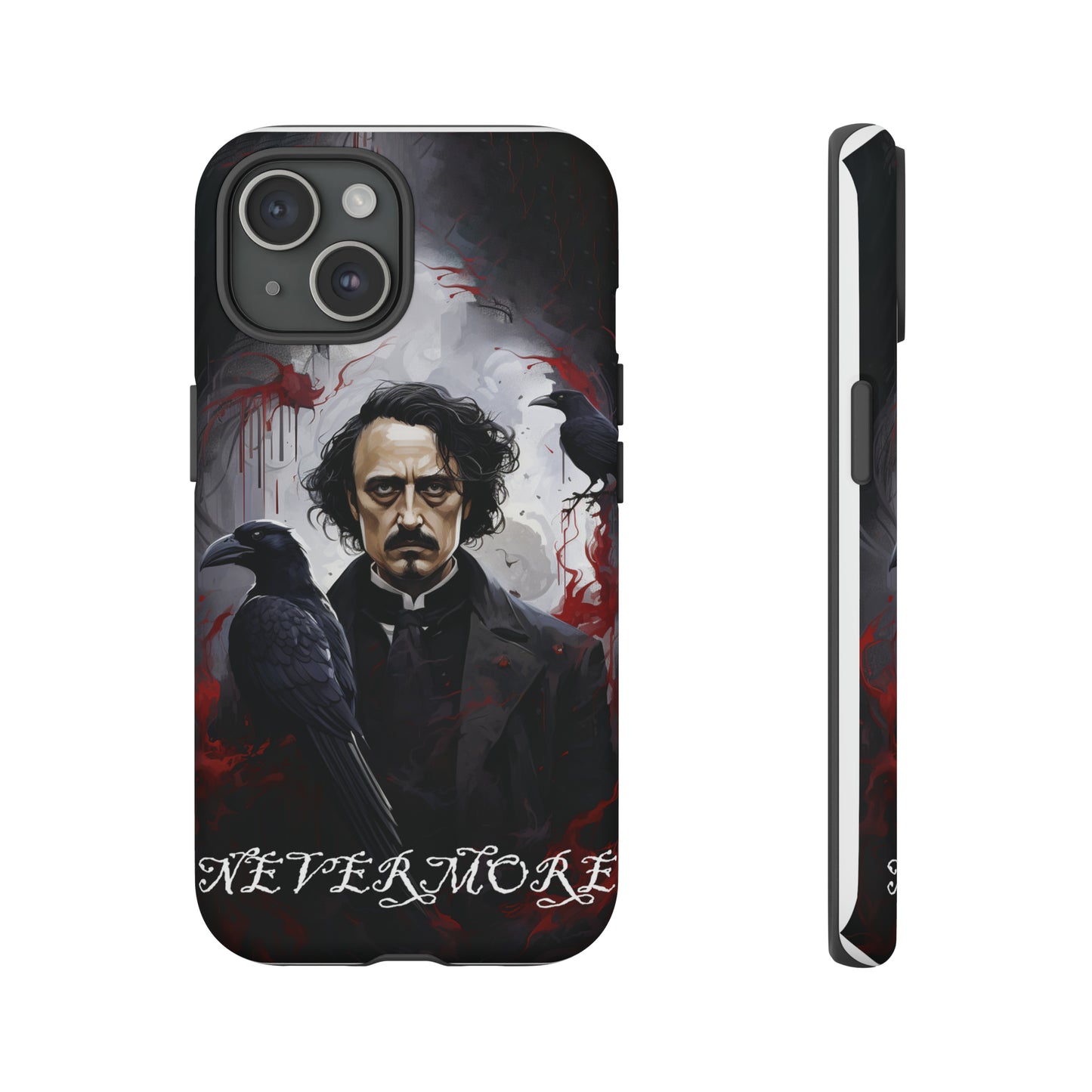 Nevermore Edgar Allen Poe, gothic Raven, Retro Samsung Galaxy Phone iPhone 15, 14 Plus 13 12 7 8 Se Horror Dark Academia Style goth Vibe