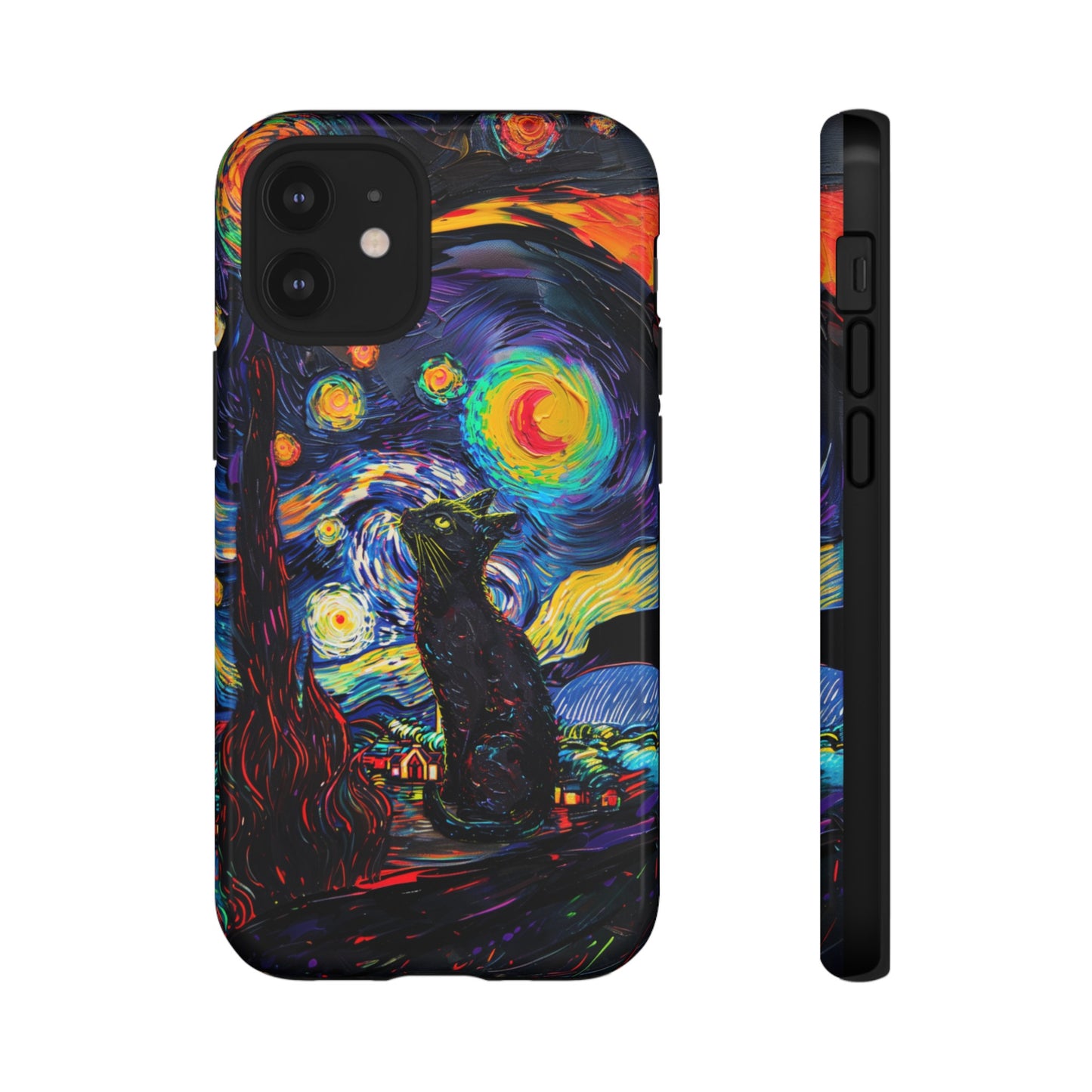 Starry Night Black Cat Van Gogh Painting Art Phone Case