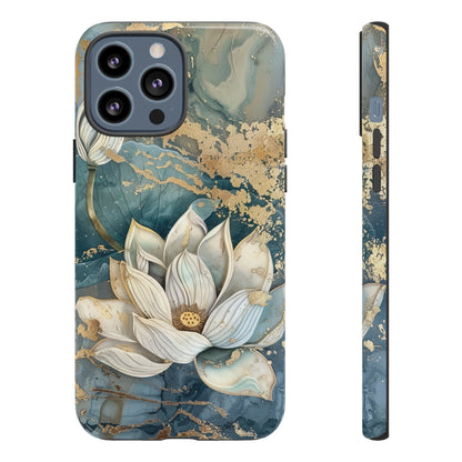 Zen Stained Glass Marble Lotus Floral Design Phone Case