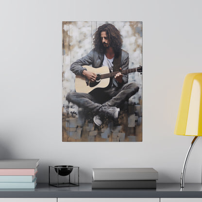 Chris Cornell Playing Guitar  | Stretched Canvas Print