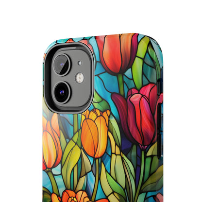 Stained Glass Tulip Floral Aesthetic iPhone Case | Embrace the Beauty of Nature in Full Bloom