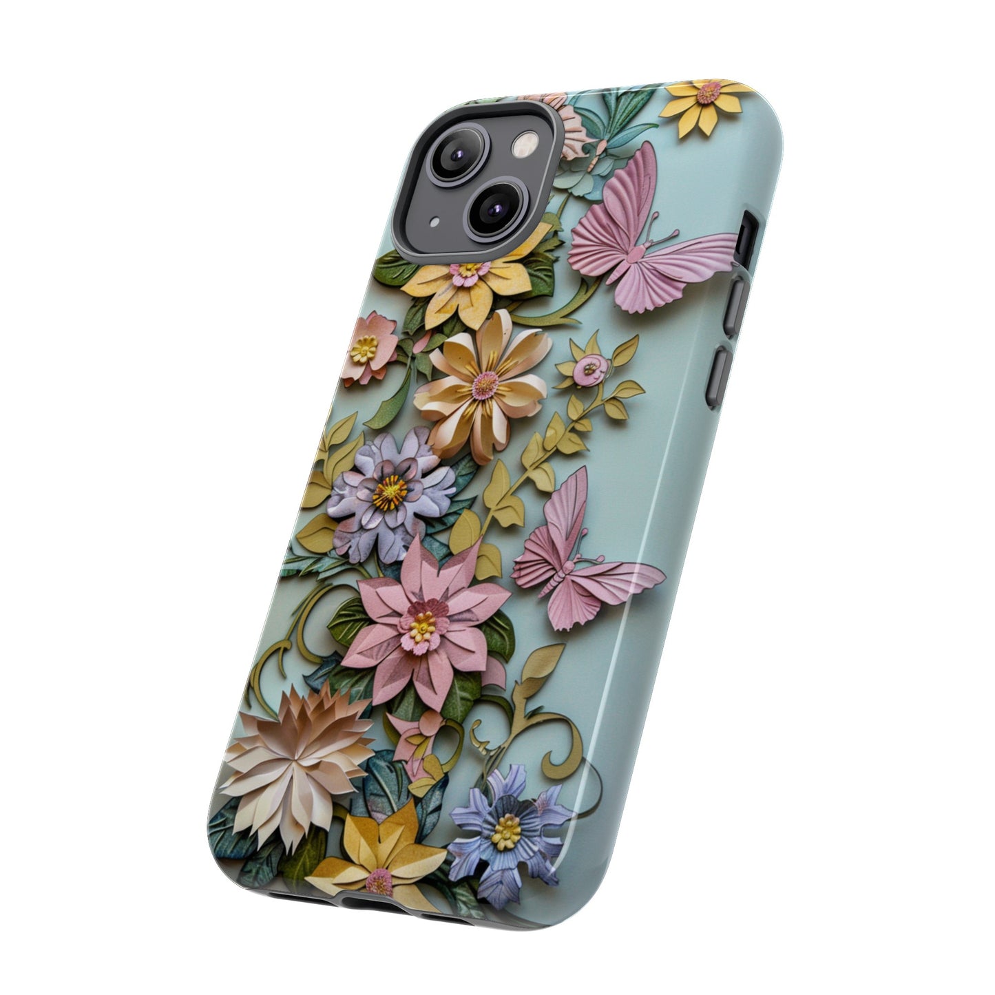 Pastel Pink Butterflies and Flowers iPhone Case