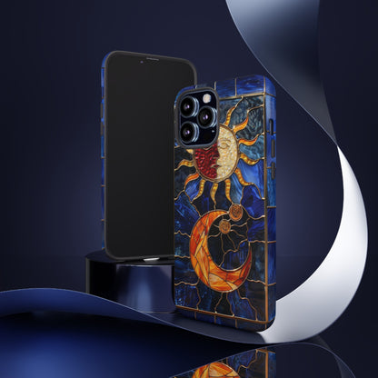 Celestial Stained Glass Moon and Stars iPhone 15 Case