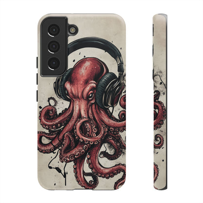 Retro Style Japanese Octopus Listening to Headphones Phone Cover