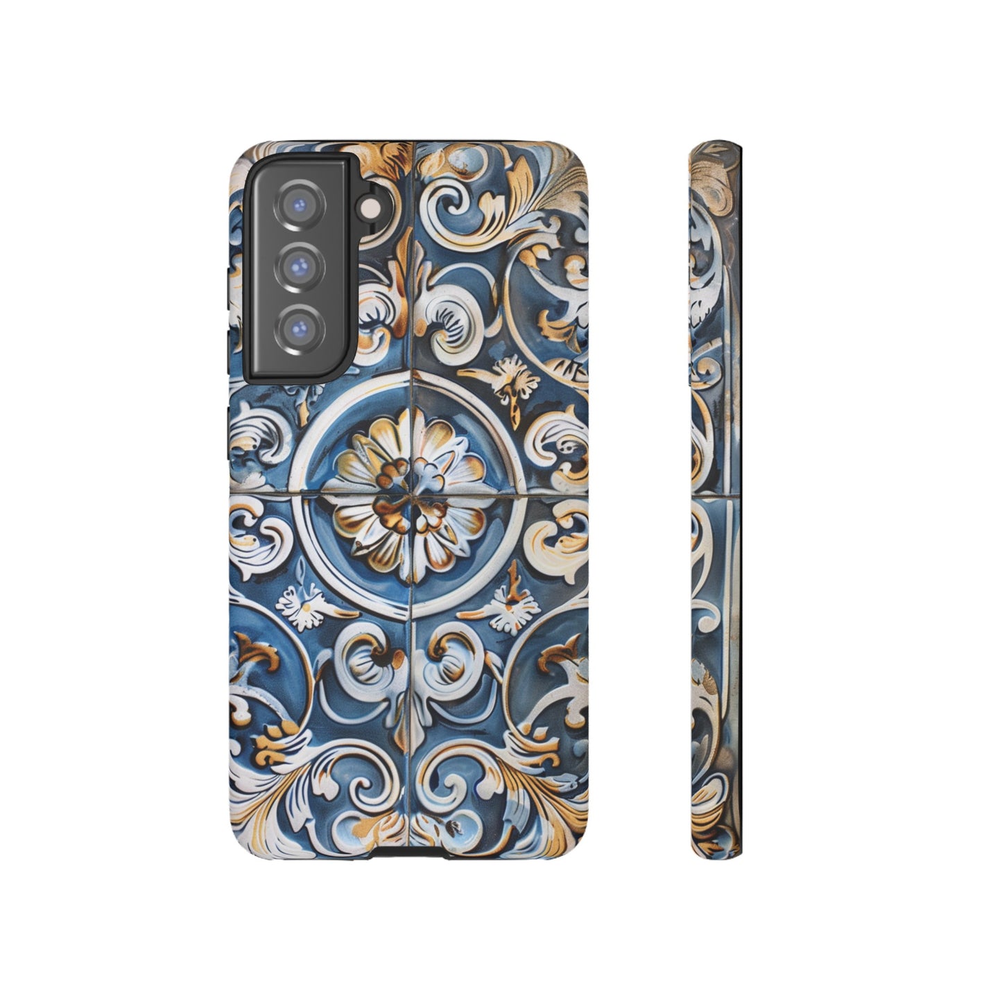 Azulejo Porcelain Blue & Creamy White Tile Mediterranean Design Phone Case