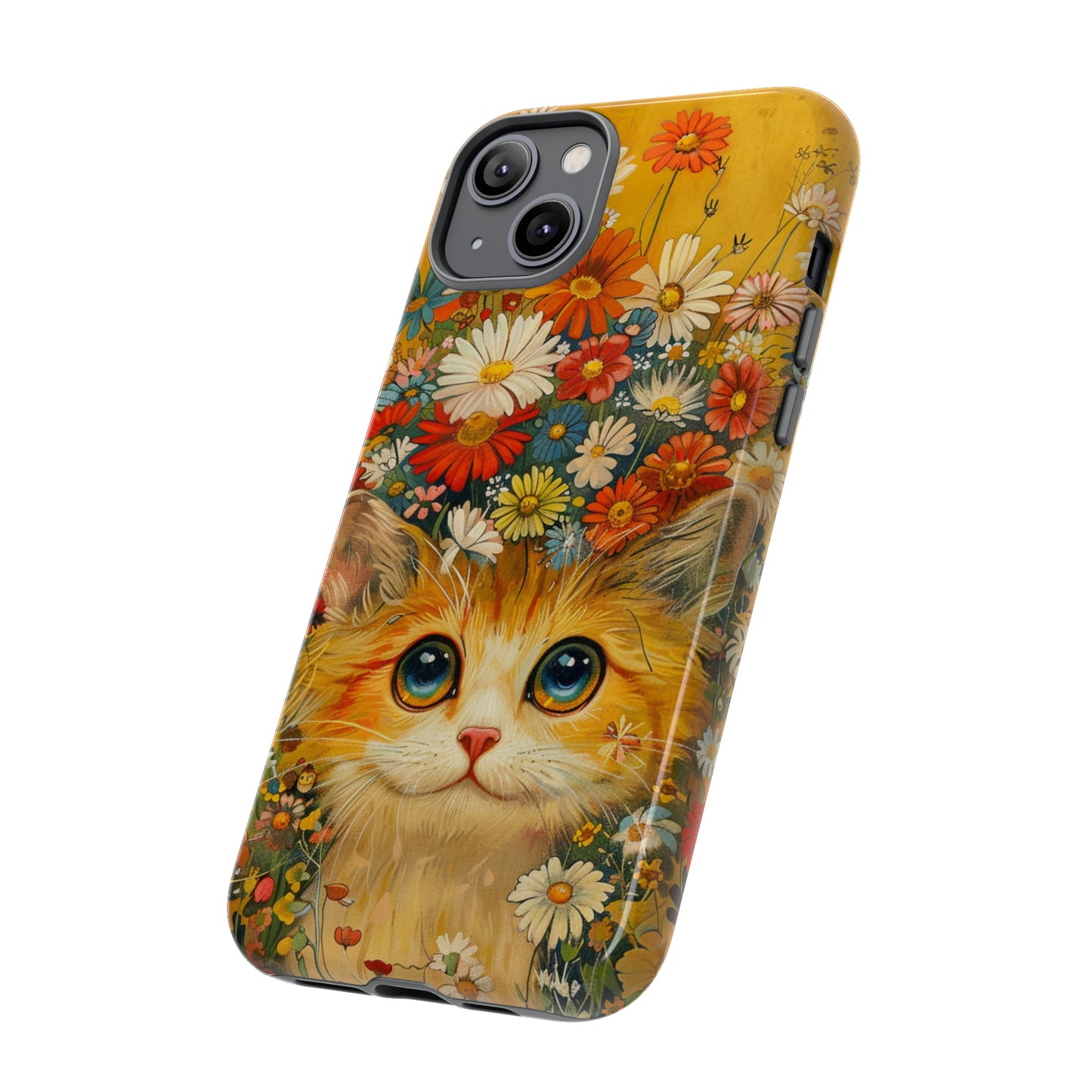 Cute Cat in Floral Garden Phone Case