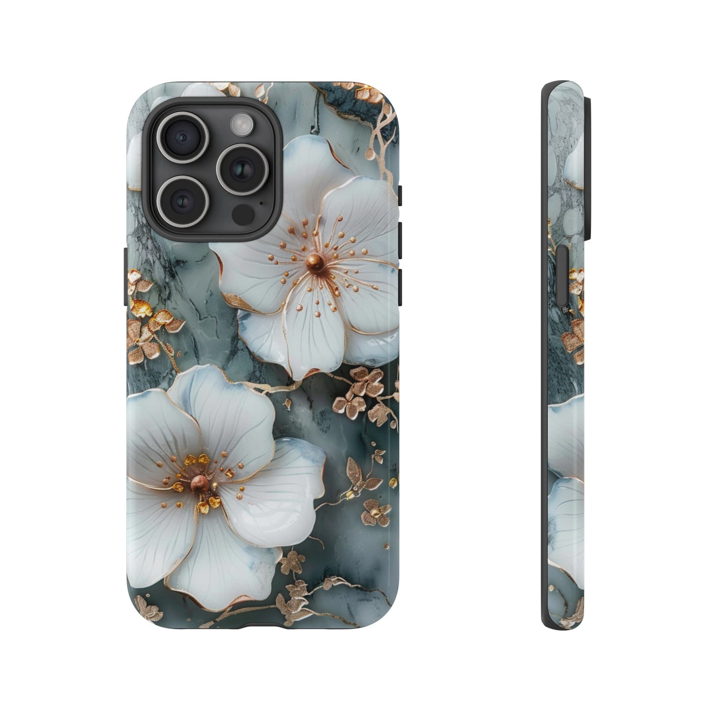 White Flower on Marble Stone  Phone Case