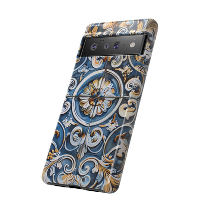 Azulejo Porcelain Blue & Creamy White Tile Mediterranean Design Phone Case