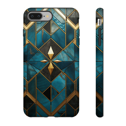 Gold and Blue Marble Mosaic Phone Case