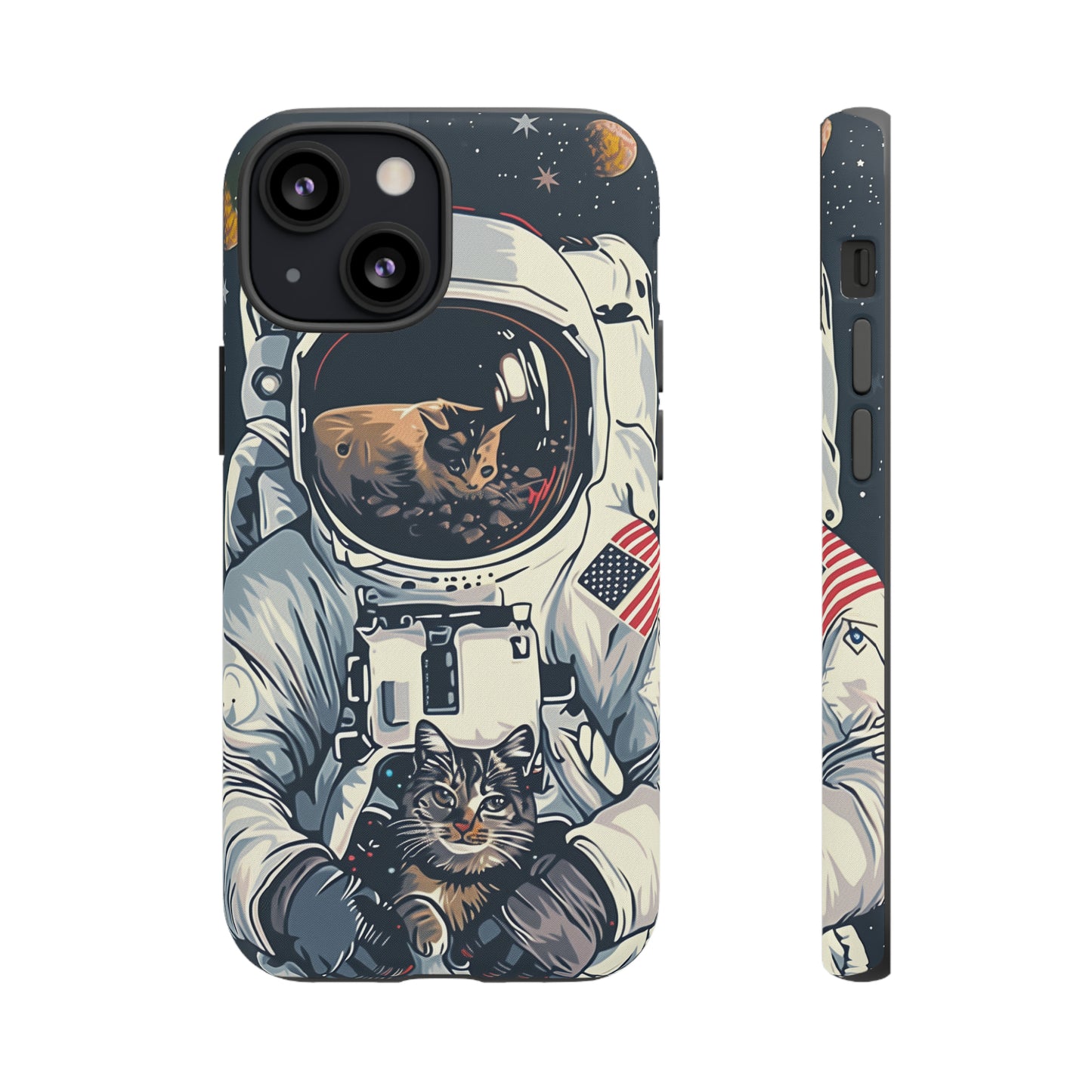 The Astronaut and the Cosmic Cat Phone Case