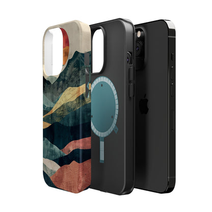 Retro iPhone Case Mountain Sunset MagSafe Phone Case