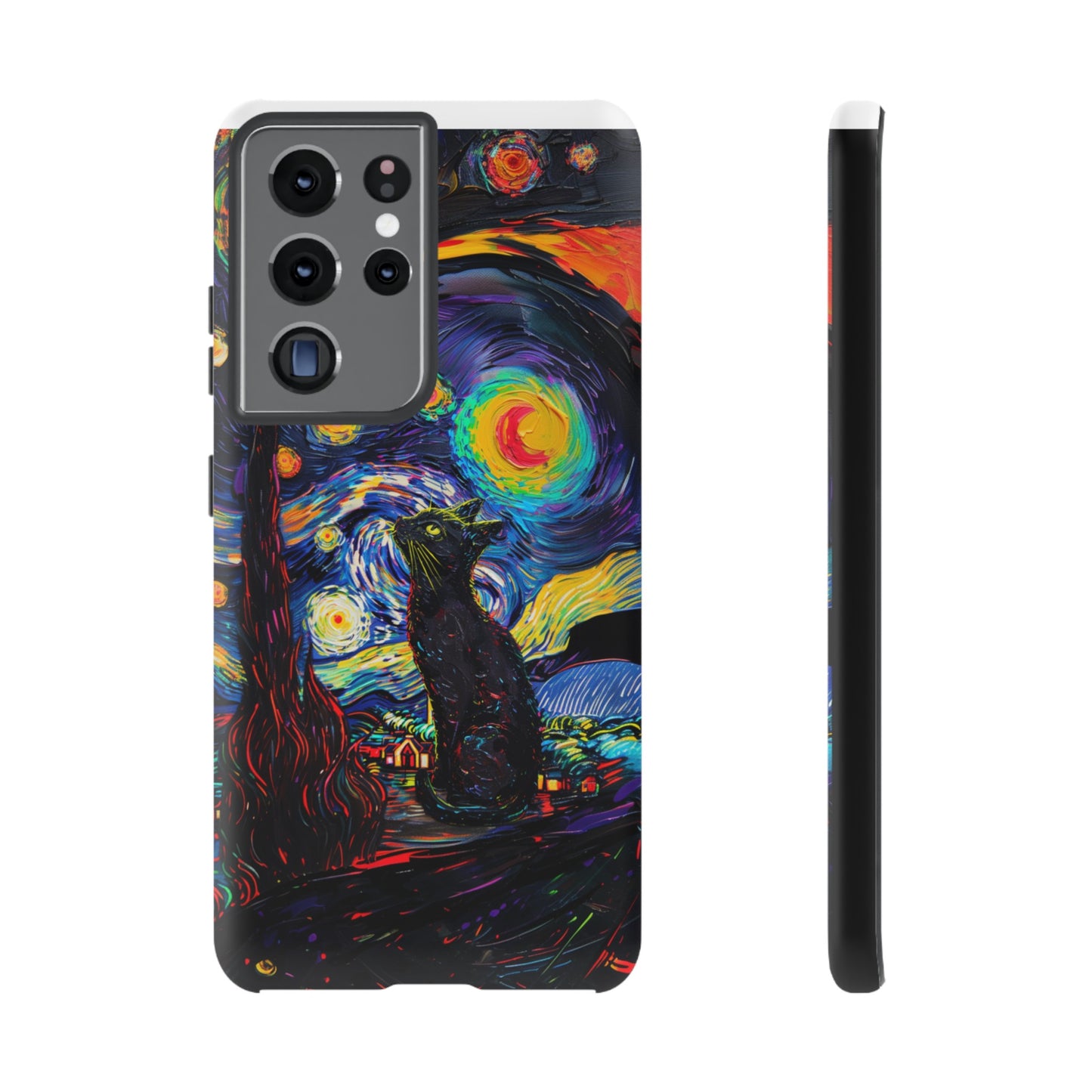 Starry Night Black Cat Van Gogh Painting Art Phone Case