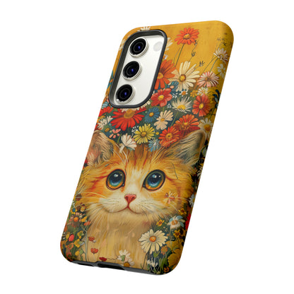 Cute Cat in Floral Garden Phone Case