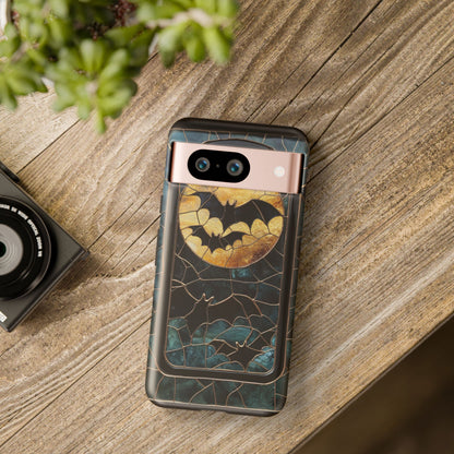 Halloween Phone Case Bats Stained Glass Style Spooky Moon Phone Cover