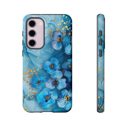 Forget Me Nots Gold Color Splash Floral Design Phone Case