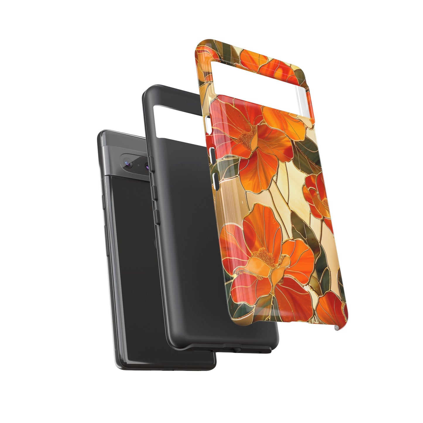 Orange Floral Phone Case Stained Glass Flower Aesthetic