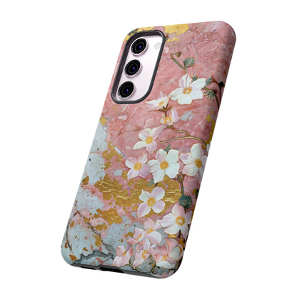 Pink Forget Me Nots Gold Floral Phone Case