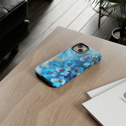 Forget Me Nots Gold Color Splash Floral Design Phone Case