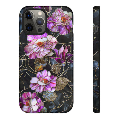 Magenta Color Floral Stained Glass Phone Case