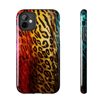 Kaleidoscopic Wild: Psychedelic Rainbow Leopard Print | Dazzling iPhone Case