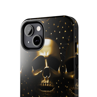 iPhone Tough Case | Dark Decadence: Gothic Gold Skulls and Studs  | Unveil Your Edgy Elegance