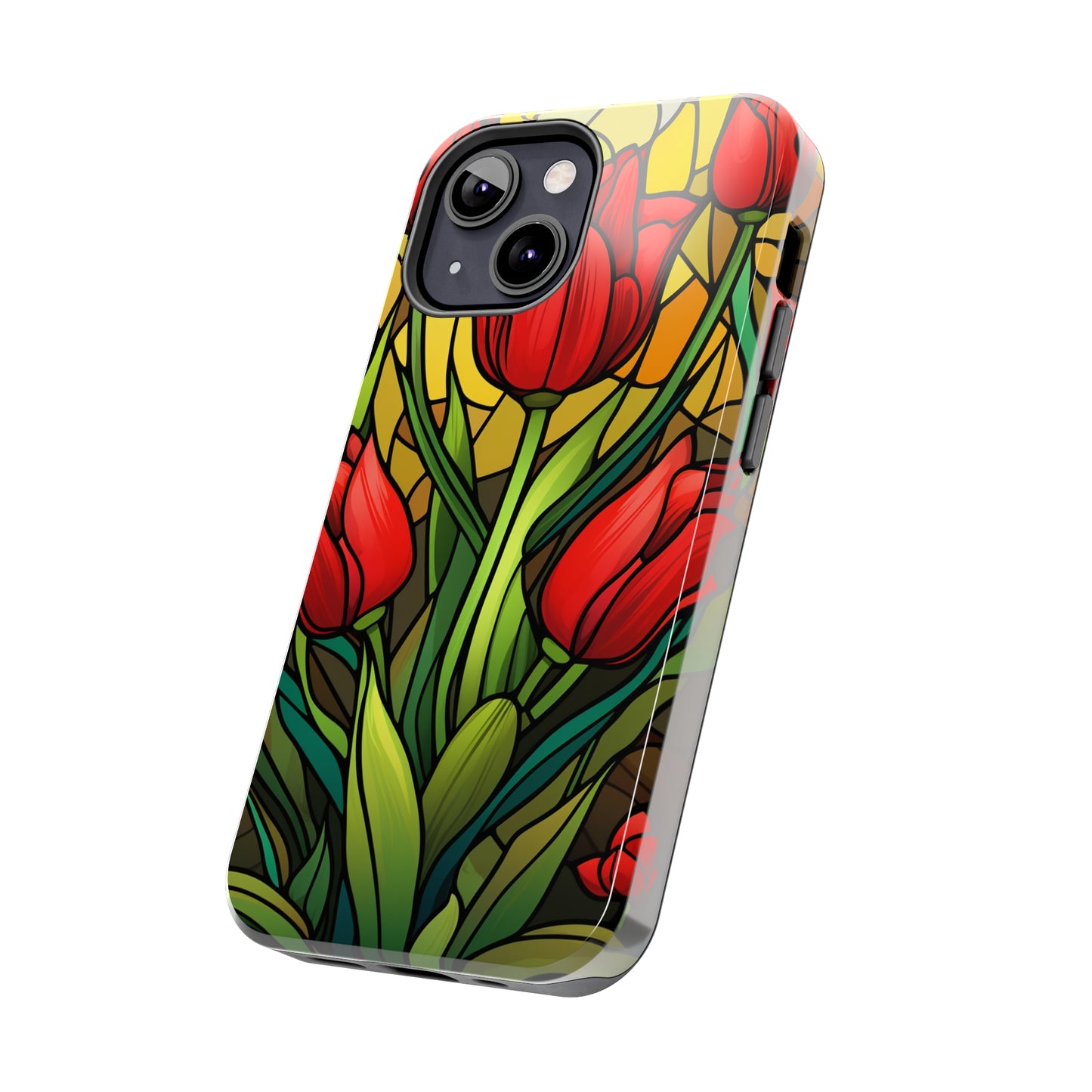 Stained Glass Tulip Floral Aesthetic iPhone Case | Embrace the Beauty of Nature in Full Bloom