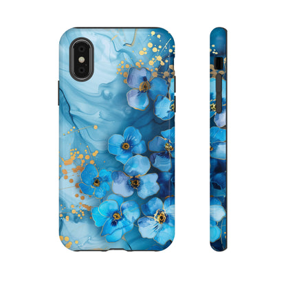 Forget Me Nots Gold Color Splash Floral Design Phone Case