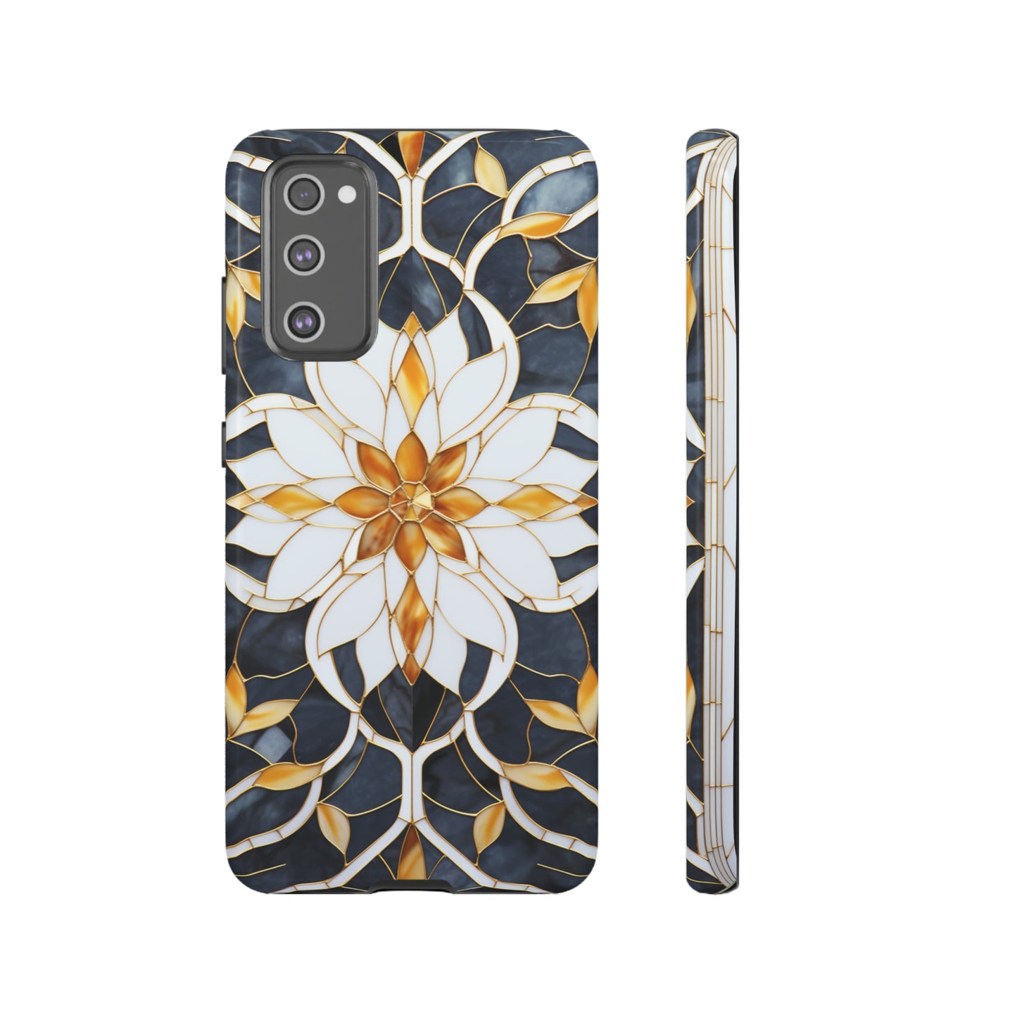 Art Deco Floral Gold & Blue Mosaic