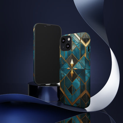 Gold and Blue Marble Mosaic Phone Case