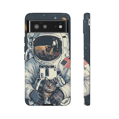 The Astronaut and the Cosmic Cat Phone Case