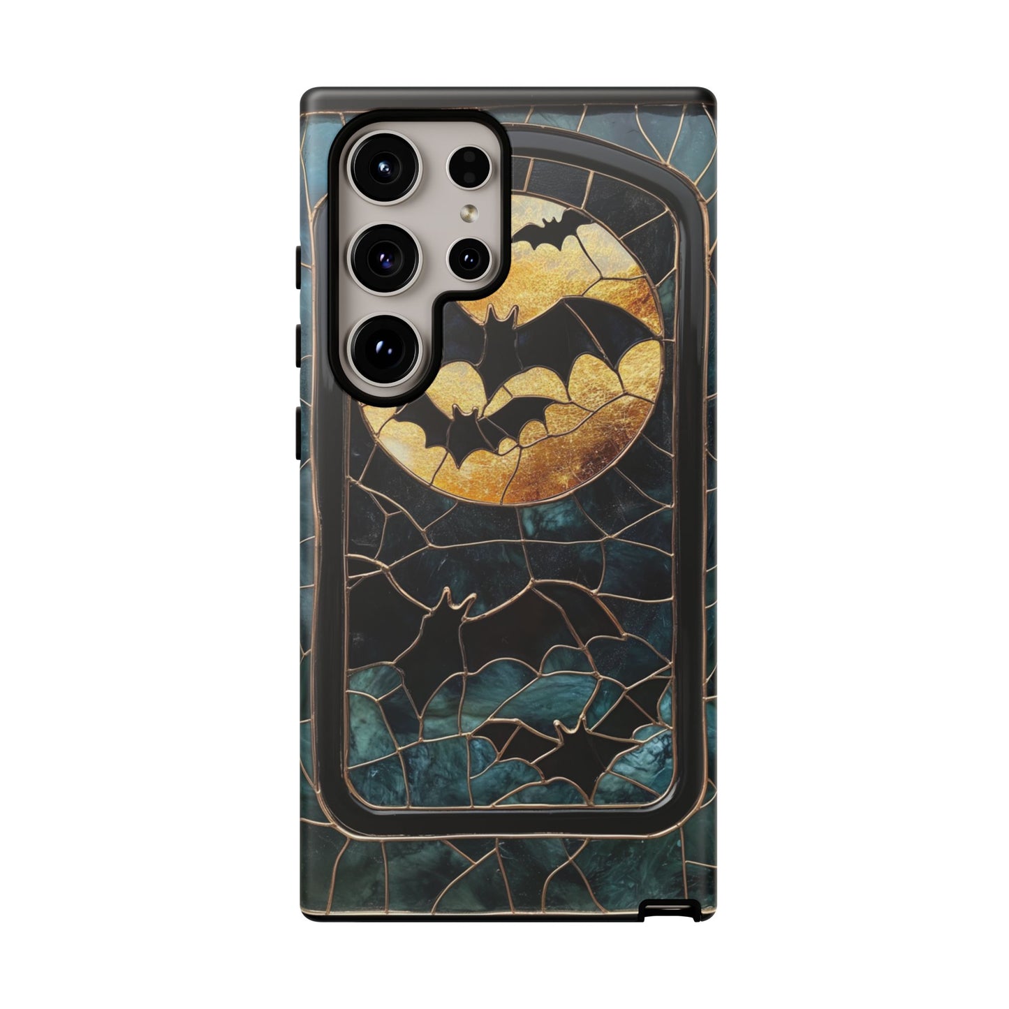 Halloween Phone Case Bats Stained Glass Style Spooky Moon Phone Cover