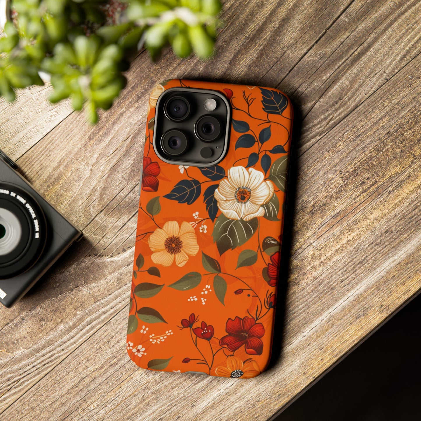 Orange Floral Phone Tough Case