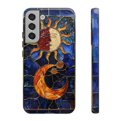 Celestial Stained Glass Moon and Stars iPhone 15 Case