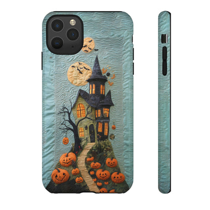 Halloween Haunted House Vintage Embroidery Style Phone Cover