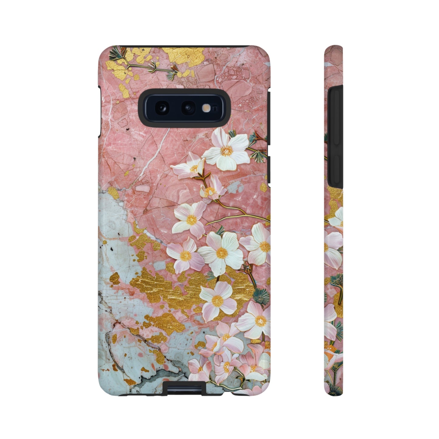 Pink Forget Me Nots Gold Floral Phone Case