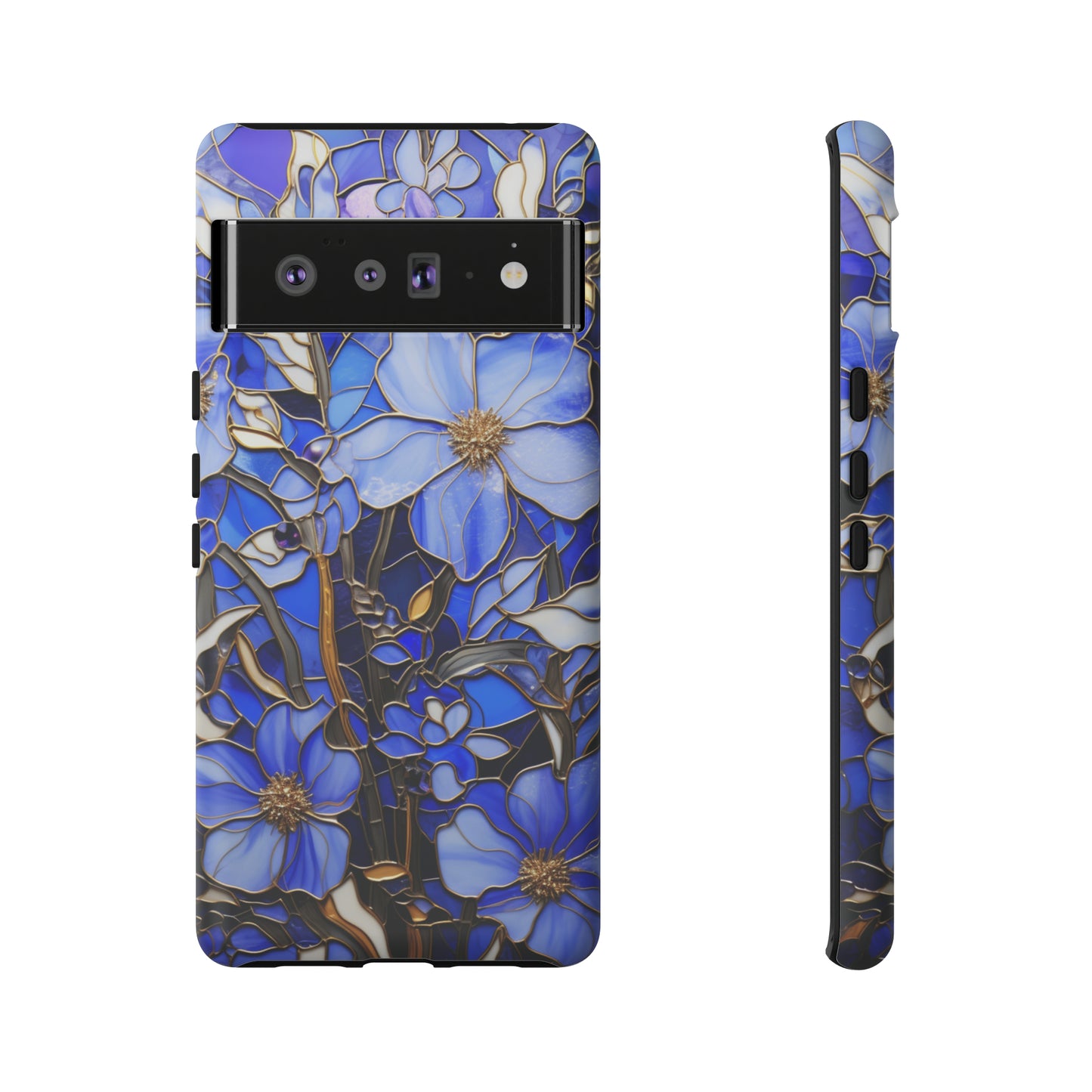 Periwinkle Stained Glass with Gold Inlay Phone Case for iPhone 15, 14, Pro Max, 13, 12 & Samsung Galaxy S23, S22, S21, Google Pixel