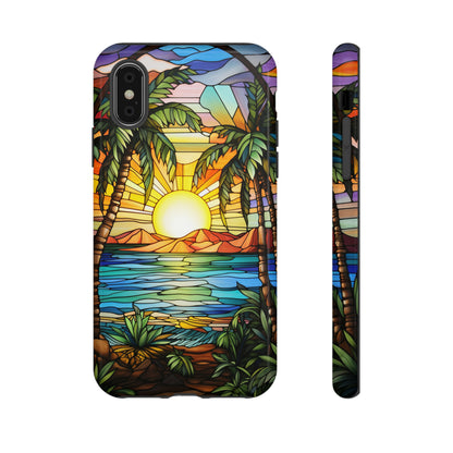 Tropical Stained Glass Sunset Beach