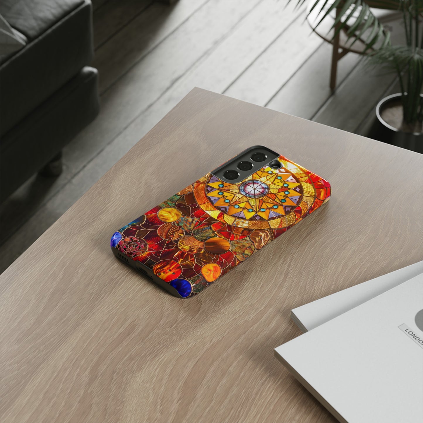 Cosmic Stained Glass Mandala Phone Case