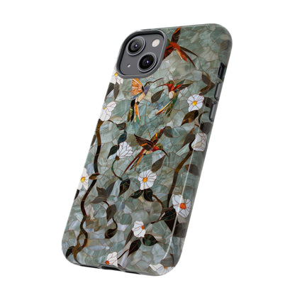 Stained Glass Hummingbirds and Flowers iPhone Case