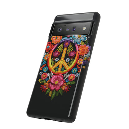 Peace Sign Embroidery Floral Hippie Style Phone Case