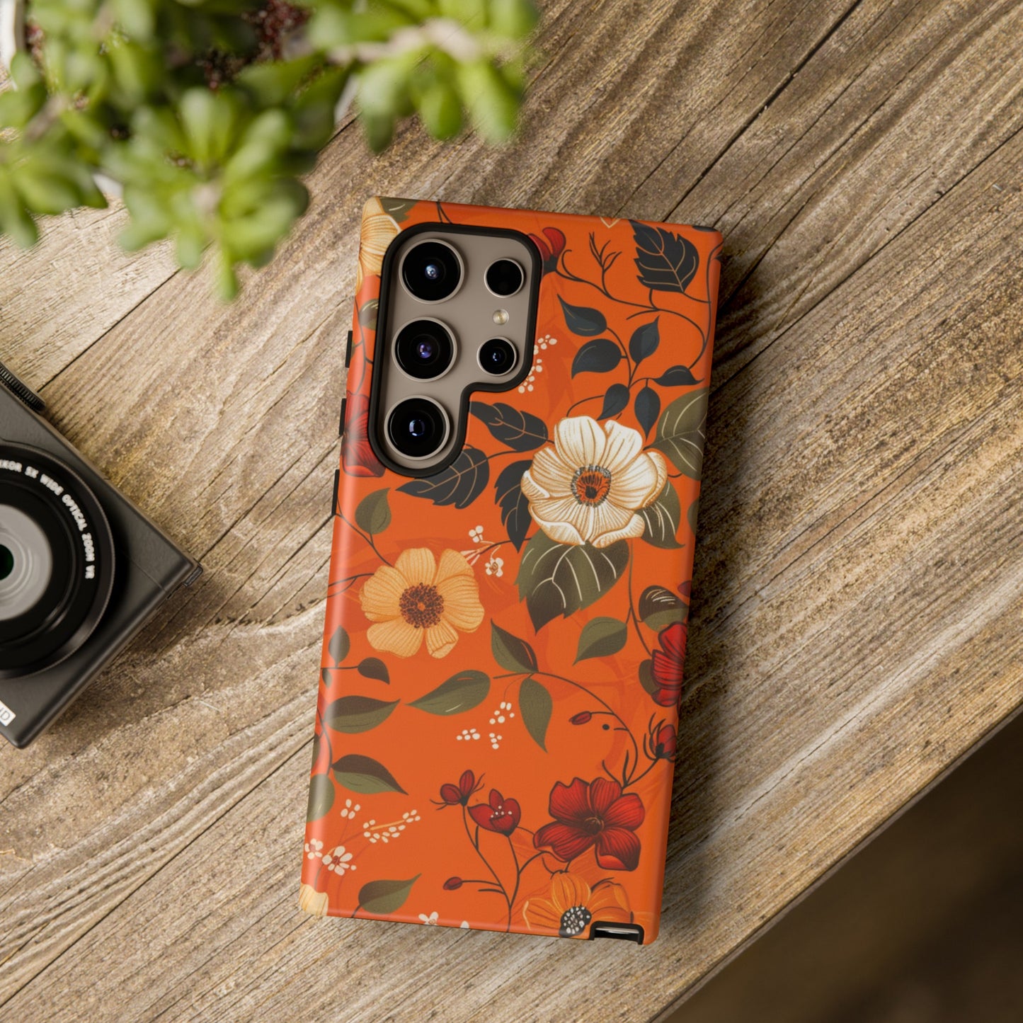 Orange Floral Phone Tough Case