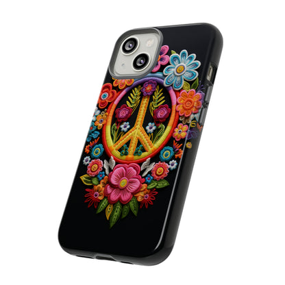 Peace Sign Embroidery Floral Hippie Style Phone Case