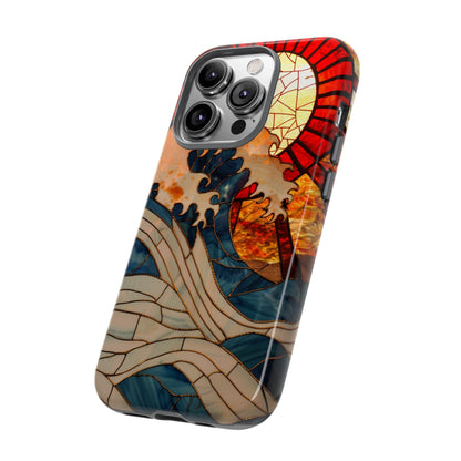 Japanese Rising Sun Phone Case Stained Glass Ocean Wave