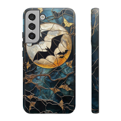 Halloween Phone Case Bats Stained Glass Style Spooky Moon Phone Cover